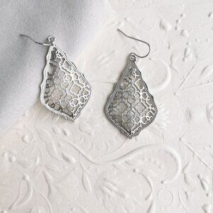 🍓Authentic Kendra Scott Addie Silver Filigree Mix Drop Earrings